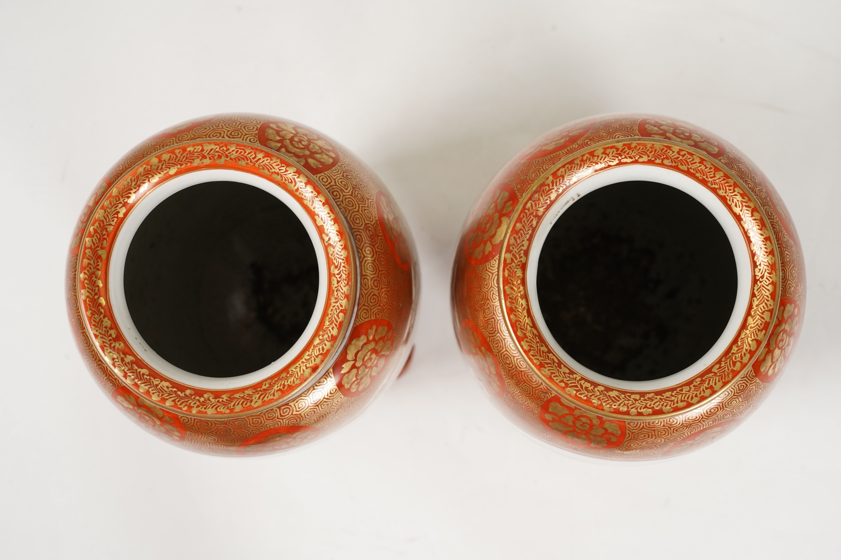 A pair of Japanese Kutani vases, Meiji period